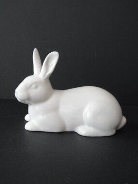 Quail Vintage Ceramic Hare Rabbit Figurine White Sculpture Home Decor Animal